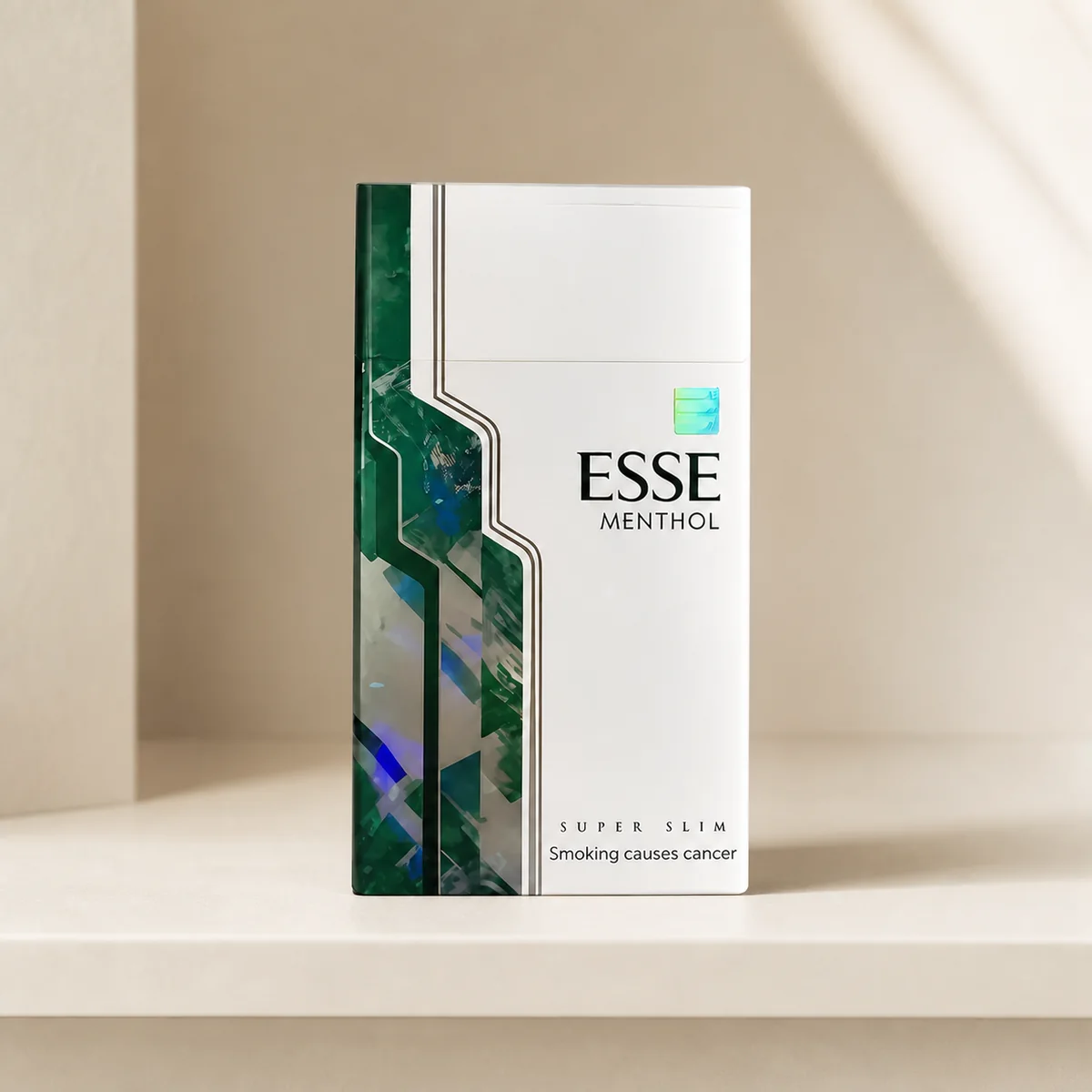 ESSE Menthol Mechanical Green Super Slim packaging photographed for a AUD price and sale-unit explanation page